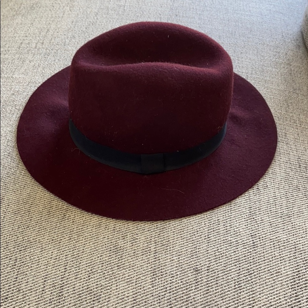 Maroon Felt Wide Brim Hat